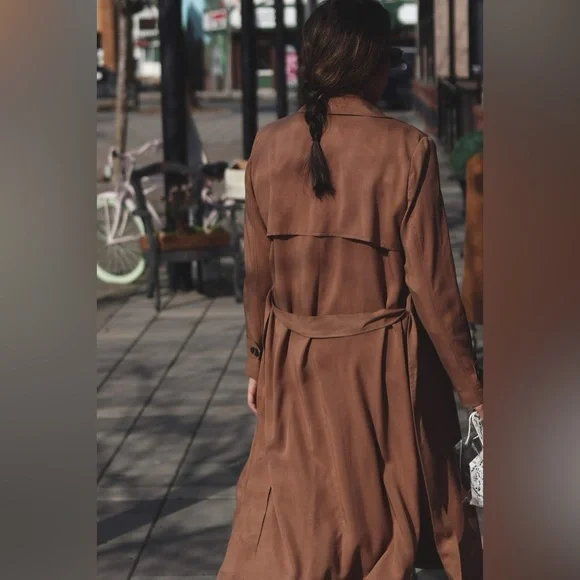 Le Chateau Brown Trench Coat size Small - Picture 4 of 9